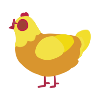 A orange and yellow chicken with a head pattern