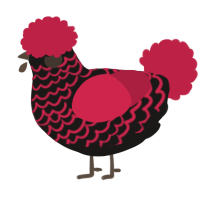 A sable and crimson chicken with a lace pattern