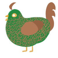 A viridian and brown chicken with a double-lace pattern