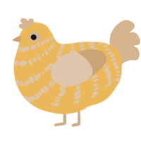 A honey and beige chicken with a bar pattern