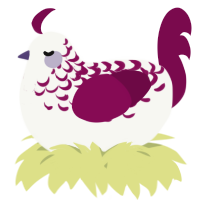 A white and wine chicken with a half-lace pattern
