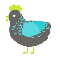 A grey and aqua chicken with a half-lace pattern