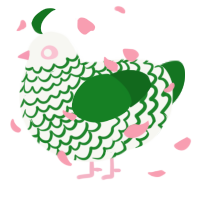 A white and leaf chicken with a lace pattern