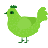 A grass chicken with a speckle pattern