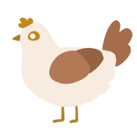 A cream and brown chicken