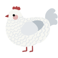 A white and mist chicken with a lace pattern