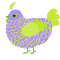 A lilac and lime chicken with a lace pattern