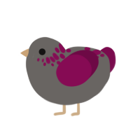 Tired today, a grey and wine chicken with a neck-speckle pattern