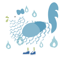 A white and sky chicken with a lace pattern