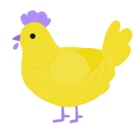 A yellow chicken with a lace pattern