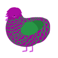 A plum and viridian chicken with a lace pattern