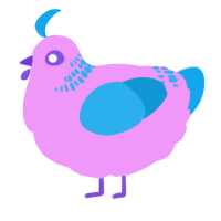 A lavender and sky chicken with a neck-band pattern