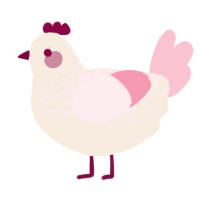 A cream and rose chicken with a half-lace pattern