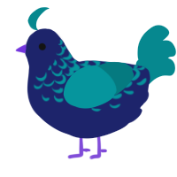 A navy and teal chicken with a half-lace pattern