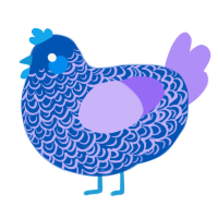 A ultramarine and lilac chicken with a double-lace pattern