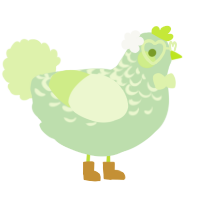 A gluppy and apple chicken with a half-lace pattern