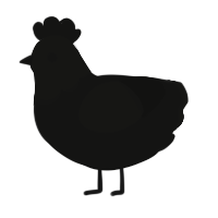 A black chicken with a head pattern