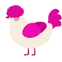 A cream and fuchsia chicken