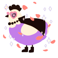 A lilac and rose chicken with a head pattern