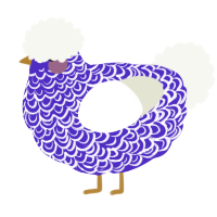 A indigo and white chicken with a double-lace pattern
