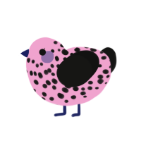 Scene kid, a pink and black chicken with a speckle pattern