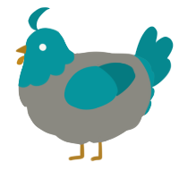 A ash and teal chicken with a head pattern