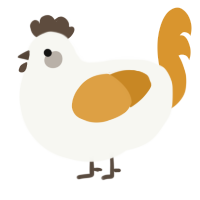 A white and orange chicken