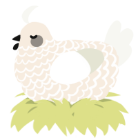 A cream and white chicken with a lace pattern