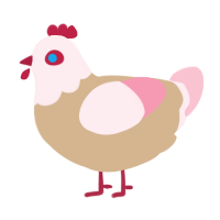A beige and rose chicken with a head pattern