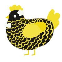 A sable and yellow chicken with a lace pattern