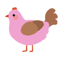 A pink and brown chicken