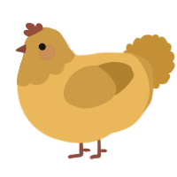 A honey and gold chicken with a head pattern