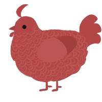 A red chicken with a double-lace pattern