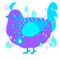 A lilac and cerulean chicken with a half-lace pattern