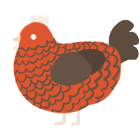 A vermilion and bark chicken with a lace pattern