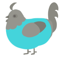 A aqua and ash chicken with a head pattern