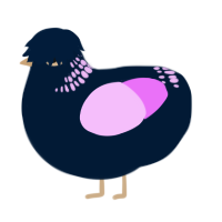 A tumblr and lavender chicken with a neck-band pattern