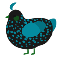 A sable and sea chicken with a speckle pattern