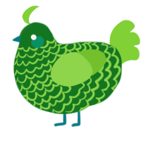 A leaf and grass chicken with a lace pattern