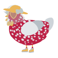 A crimson and mist chicken with a speckle pattern