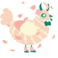 A rose chicken with a bar pattern