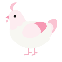 A white and rose chicken with a head pattern