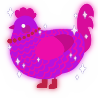 A amethyst and fuchsia chicken with a lace pattern
