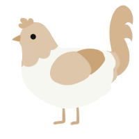 A white and beige chicken with a head pattern