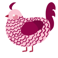 A rose and maroon chicken with a lace pattern