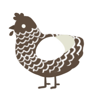 A bark and white chicken with a lace pattern