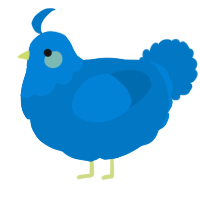A sapphire chicken with a head pattern