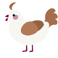 A white and brown chicken