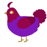 A violet and maroon chicken with a head pattern