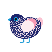 The, a navy and rose chicken with a lace pattern